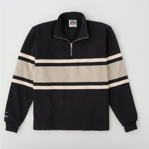 KOTN Black and Cream Zip-Up Sweater - Picture 4 of 11